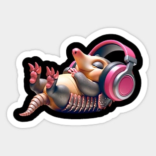 Chill Armadillo DJ – Spinning Tunes and Taking It Easy Tee Sticker